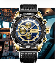Load image into Gallery viewer, MEGIR™️ Pilot’s Designer Multifunction Quartz Sports Chronograph Watch (Exclusive)