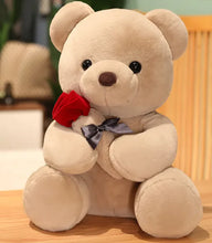 Load image into Gallery viewer, Hugging Roses Teddy Bear Plush Pillow