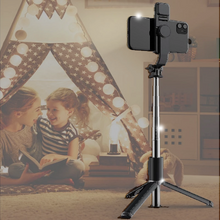 Load image into Gallery viewer, Wireless bluetooth selfie stick foldable mini tripod with fill light shutter remote control for IOS Android - Toy Town Central
