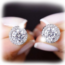 Load image into Gallery viewer, Beautiful Genuine Sterling Silver Luxury Fashion 6mm Zircon Stud Earrings Hallmarked Silver setting - Toy Town Central