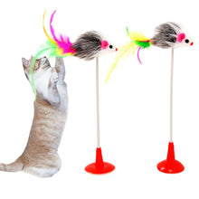 Load image into Gallery viewer, Irresistible and Fun Wand & Feather Cat Toy with super cute Mouse and bell cage cage colourful Cat Teaser - Toy Town Central