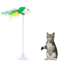 Load image into Gallery viewer, Irresistible and Fun Wand & Feather Cat Toy with super cute Mouse and bell cage cage colourful Cat Teaser - Toy Town Central