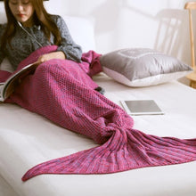 Load image into Gallery viewer, Beautiful Cosy Knitted Mermaid Tail Crohet Blanket - 3 sizes to fit your family - Toy Town Central