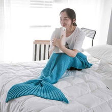 Load image into Gallery viewer, Beautiful Cosy Knitted Mermaid Tail Crohet Blanket - 3 sizes to fit your family - Toy Town Central