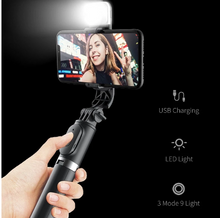 Load image into Gallery viewer, Wireless bluetooth selfie stick foldable mini tripod with fill light shutter remote control for IOS Android - Toy Town Central