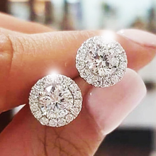 Load image into Gallery viewer, Exquisite Luxury Crystal Stud Earrings with Genuine Beautiful sparkling White Zircon Stone - Toy Town Central
