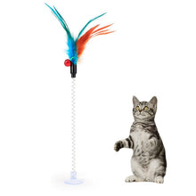 Load image into Gallery viewer, Irresistible and Fun Wand &amp; Feather Cat Toy with super cute Mouse and bell cage cage colourful Cat Teaser - Toy Town Central
