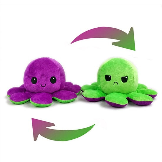 Adorable and Cute Reversible Flip Octopus Plush Toy with Color Choice - Toy Town Central