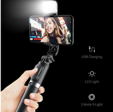 Load image into Gallery viewer, Wireless bluetooth selfie stick foldable mini tripod with fill light shutter remote control for IOS Android - Toy Town Central
